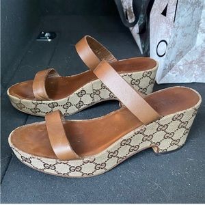 Gucci original GG canvas platform sandals
